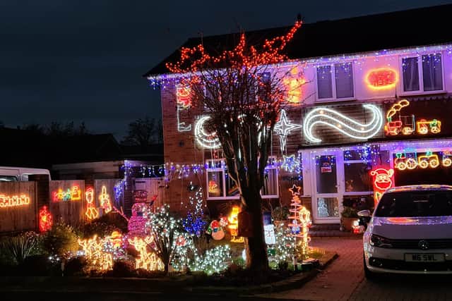 Stephanie has lit up her house for Christmas