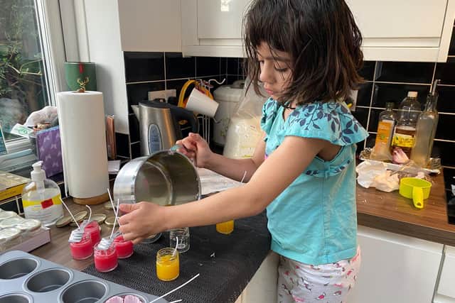 She decided to make some candles and sell them to raise money to buy the ingredients to make cakes