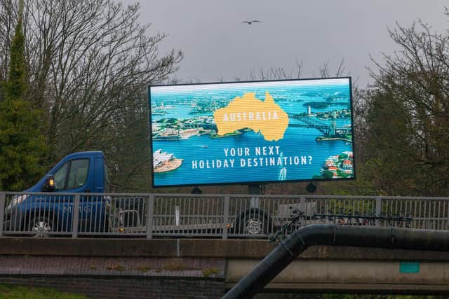 PizzaExpress and Sandra had arranged for a billboard on the route to display pictures and videos of Australia
