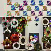 The wreaths were exhibited in the school in the final week of term before being delivered to St. Lauras care home