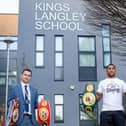 Kings Langley School headteacher Mr Fisher and Anthony Joshua