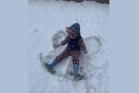 Poppi having fun in the snow in Warners End