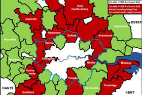 Cllr William Allen developed the attached map, which shows how many areas with significant amounts of green belt have seen an increase in planning targets