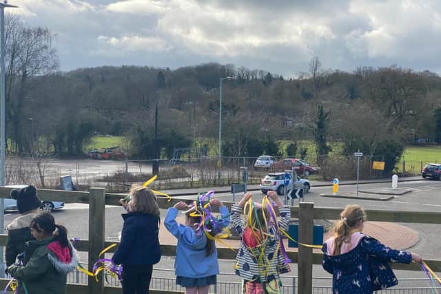 Pupils brightened up care home residents day with colourful banners