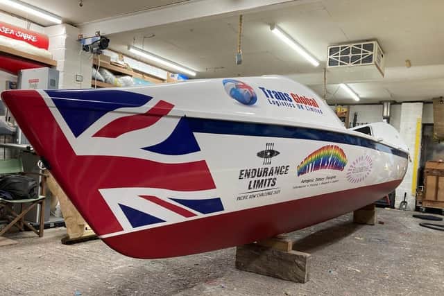 Their specially built rowing boat which displays the Hertfordshire Constabulary crest (C) Hertfordshire Police