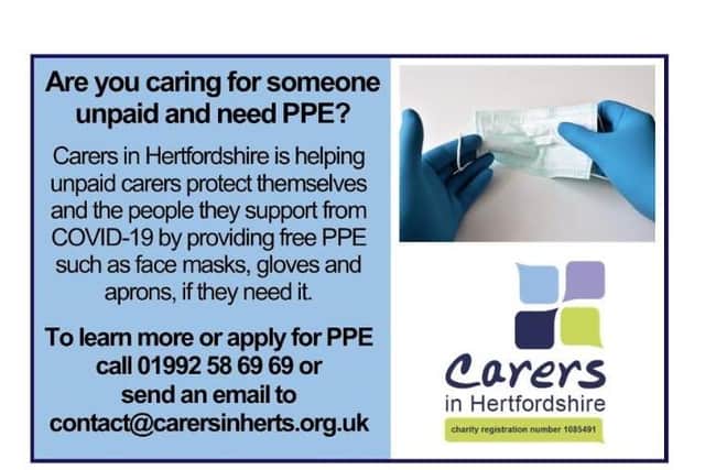 Carers’ charity helps provide free PPE to unpaid carers in Hertfordshire
