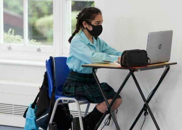 St Margaret's pupil in mask