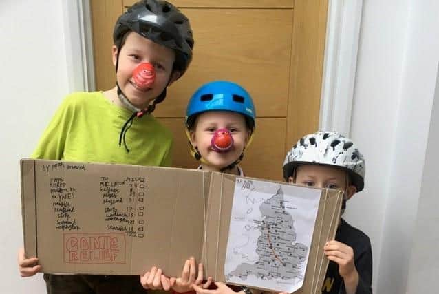 The brothers are cycling 173 miles around their local area to raise money for Red Nose Day and spread some cheer in their community