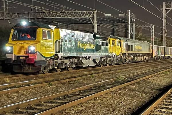 Two locos hauled the massive 'jumbo train' through Dacorum during the early hours of Thursday morning