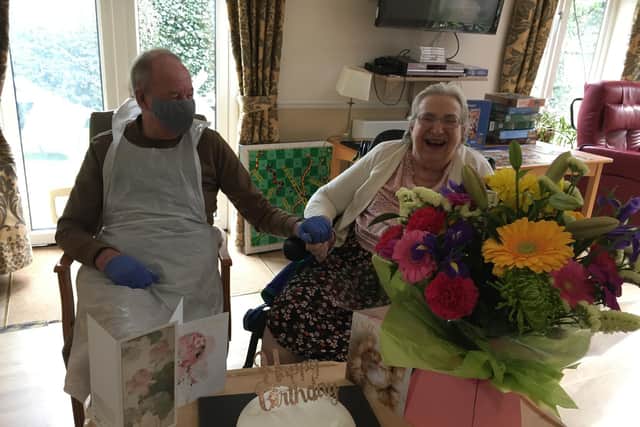 Peter visiting his wife Ann on her birthday at Bupa Care Home