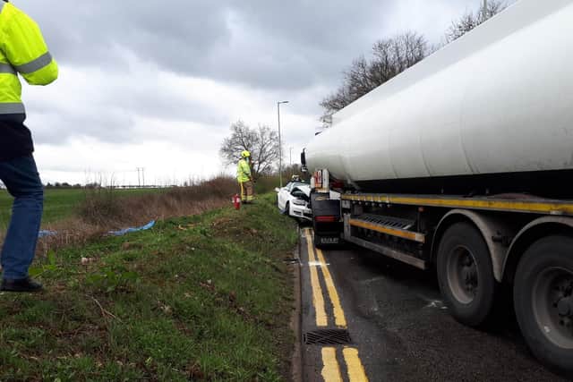 An oil tanker and BMW were involved in the collision