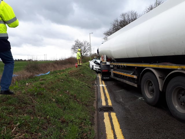 An oil tanker and BMW were involved in the collision