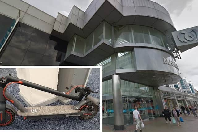 Officers stopped a teen riding an e-scooter inside the Marlowes Shopping Centre