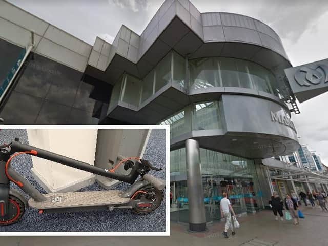 Officers stopped a teen riding an e-scooter inside the Marlowes Shopping Centre
