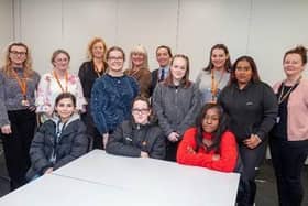 Staff and students of West Herts College in Hemel Hempstead with staff from Bellway North London