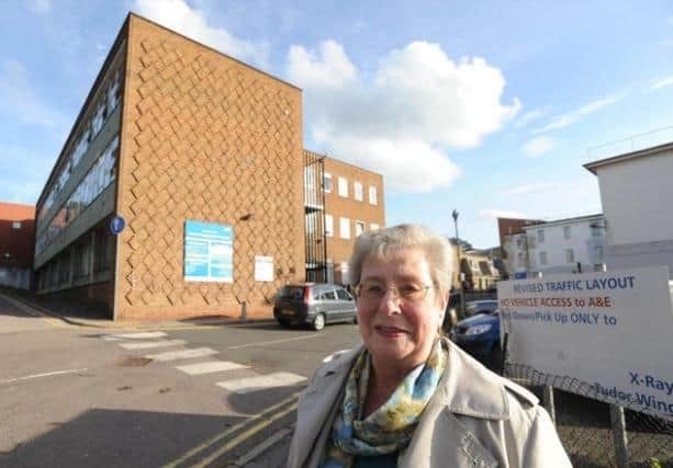 Edith outside Hemel Hempstead Hospital