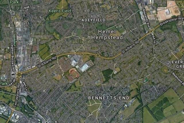 The lights were seen over Hemel Hempstead. Photo from Google Maps