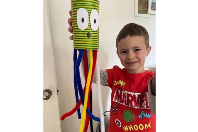Fraser, five and Charlotte, three made this model