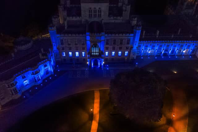 Ashridge House turned blue for the NHS