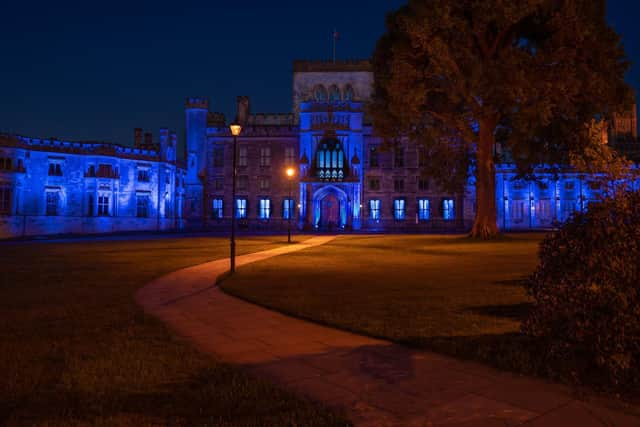 Ashridge House turned blue for the NHS