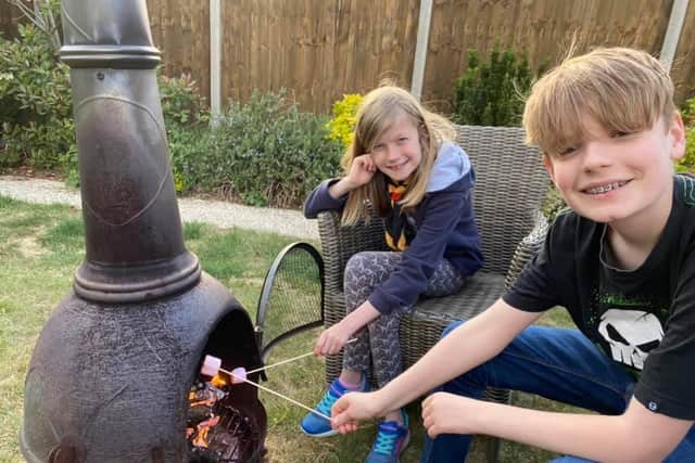 Katy and Leo, from 1st Apsley, toasting marshmallows