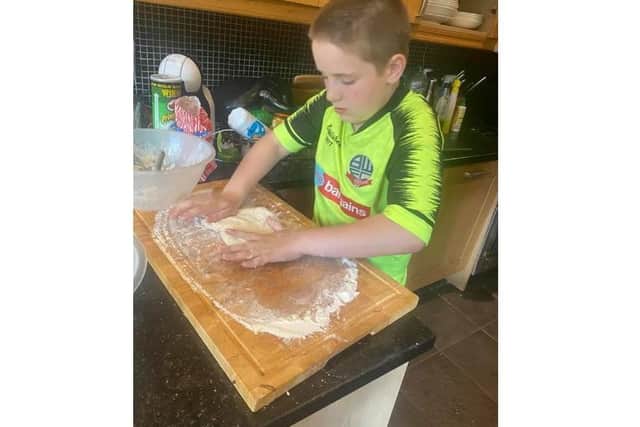 Dylan (1st Apsley) preparing pizza