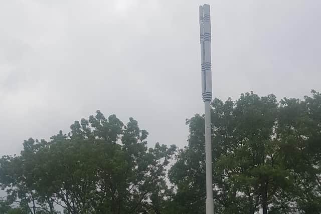 A photo a one of the 5G masts recently installed at Highfield