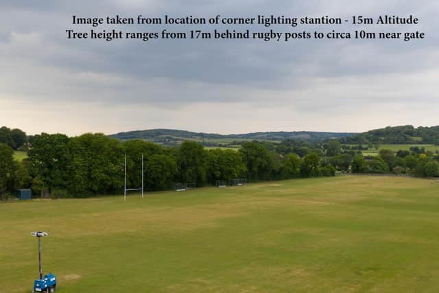 Photo taken by the club using a drone, taken from the height of where the floodlights would be