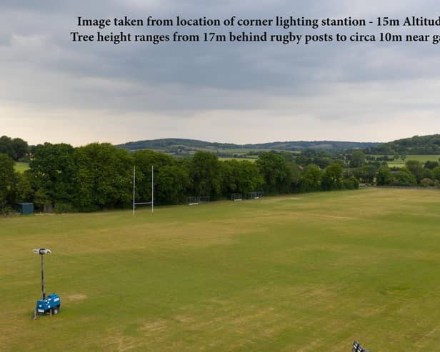 Photo taken by the club using a drone, taken from the height of where the floodlights would be