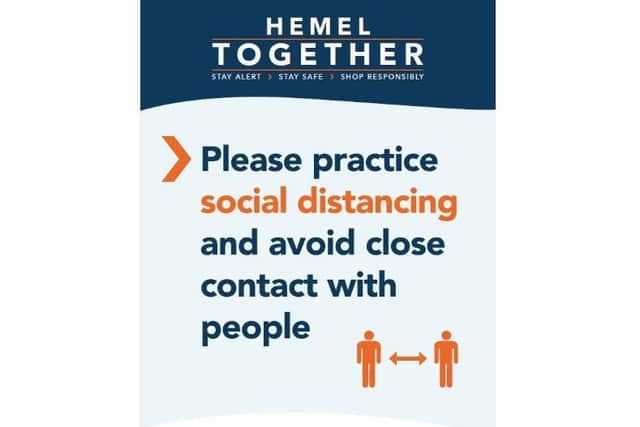 Hemel Together - social distancing signs in The Riverside