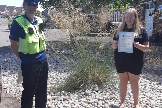Georgina with her certificate