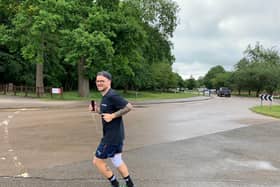 George Spooner, ZSL Zookeeper, running a marathon around Whipsande Zoo. (C) ZSL