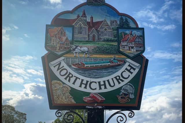 Hedgehog on top of the Northchurch sign