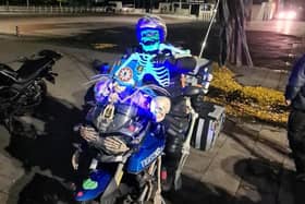 Gavin on his spooky motorbike