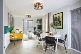 The living area of the Thomas show apartment at Bellway’s The Foundry in Hemel Hempstead, where the first residents are now moving into their new homes