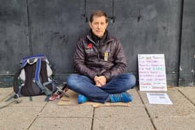 As part of his fundraising Ben sat on the High Street from 9am till 5pm to raise awareness and money for the homeless armed forces veterans