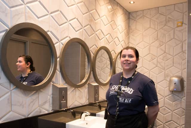 Sian Lyden in the Ladies toilets at The Crown Berkhamsted