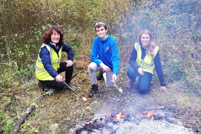 Students were rewarded for their hard work by ending the day toasting marshmallows on the bonfire