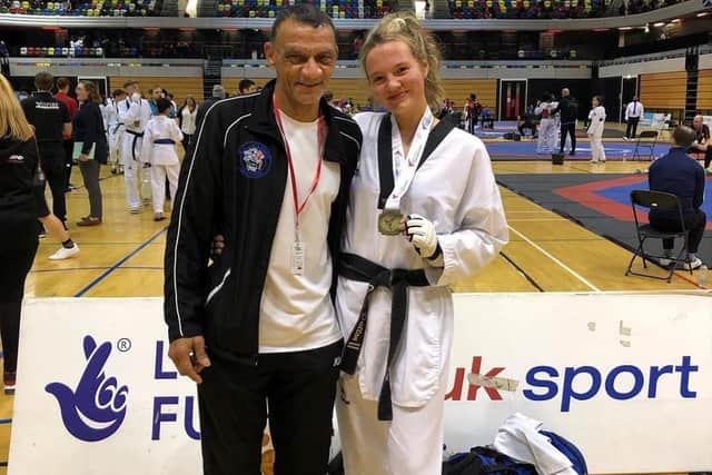 Hemel Hempstead's Chloe Dutton won the +73kg national title under the guidance of Brima Johnson