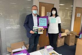 Leader of Hertfordshire County Council, Richard Roberts with Small Acts of Kindness, who are just one of the community organisations receiving support from the HSF