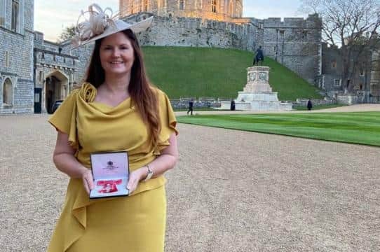 Chief nurse, Tracey Carter receiving her MBE