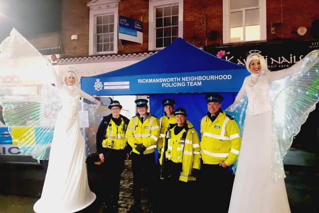 Officers from the Special Constabulary celebrating Rickmansworth’s Christmas Fair with the local cadets