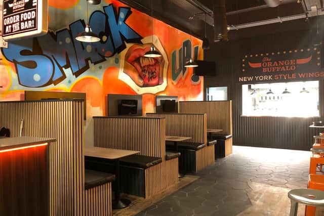 The seating area inside the restaurant