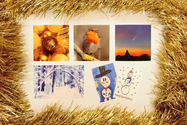 The selection of Carers in Hertfordshire’s charity Christmas Cards featuring pictures or photos produced by unpaid family and friend carers
