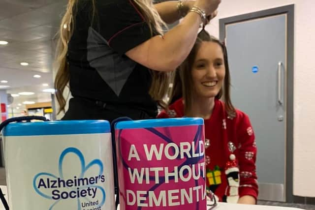 Stephanie shaved off her hair to raise money for Alzheimer’s Society