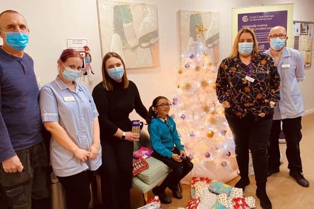 Seher delivered the gifts to the care home