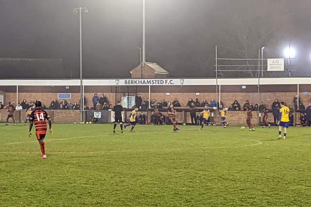 Berkhamsted clinched a 1-0 win over Waltham Abbey in the mist at Broadwater on Saturday. Picture by Andrew Sparrow