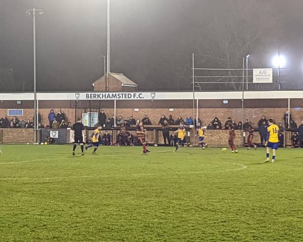 Berkhamsted clinched a 1-0 win over Waltham Abbey in the mist at Broadwater on Saturday. Picture by Andrew Sparrow