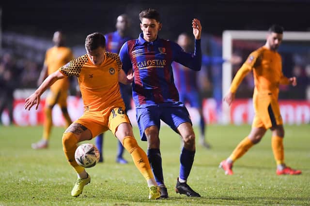Charlee Hughes, pictured in action for Maldon & Tiptree, has signed for Hemel Hempstead Town and made his debut in the 0-0 draw at Havant & Waterlooville