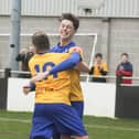 Tommy Smith celebrates after heading Berkhamsted into an early lead in their New Year’s Day home victory over Aylesbury United. Picture by Robson O’Reardon